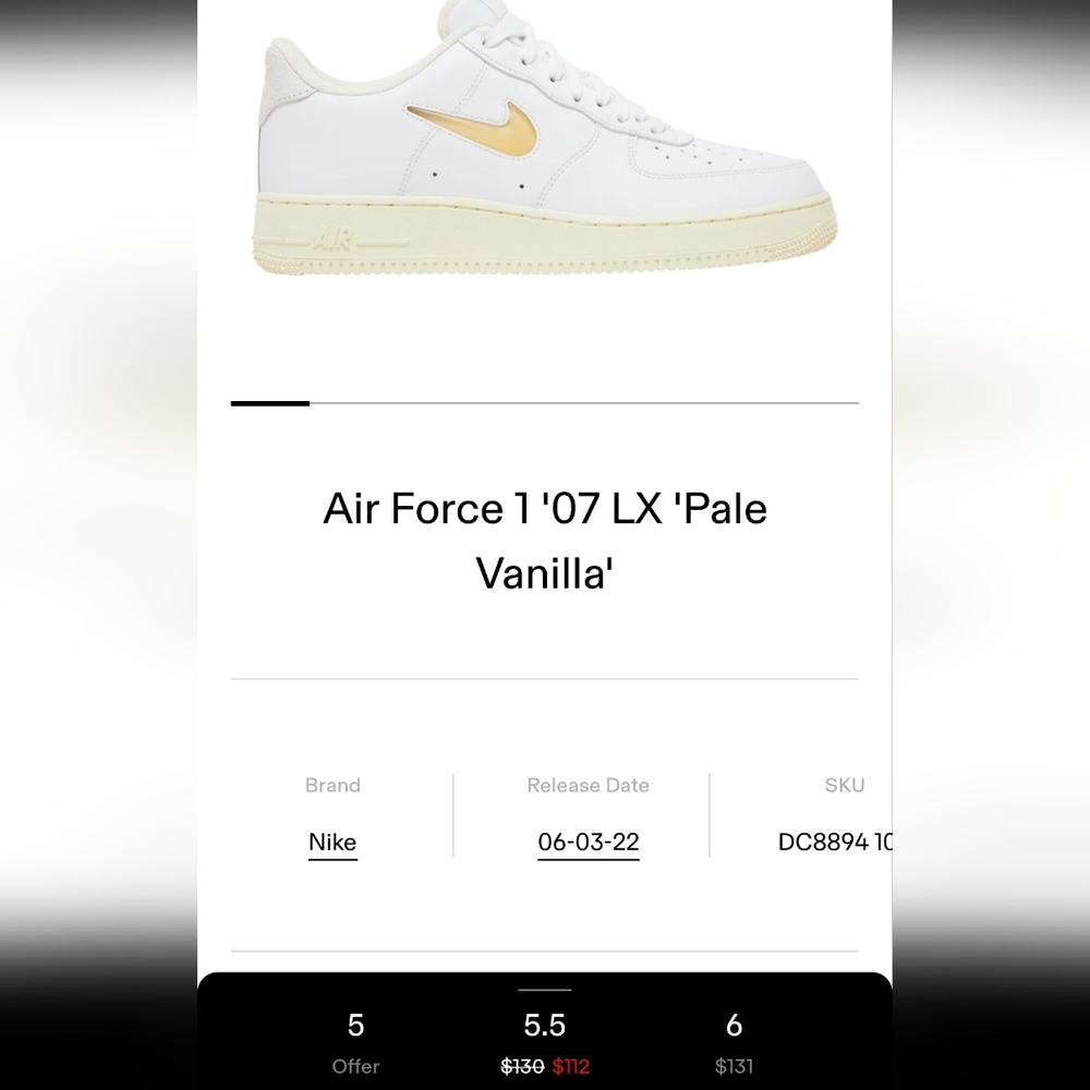 NWOT Nike Air Force One Sneakers, sz 5.5 - Picture 2 of 9